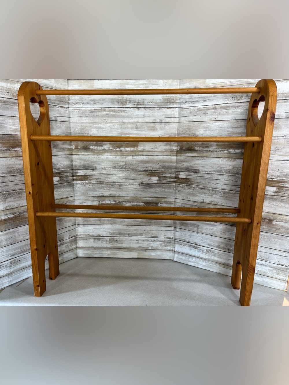 Vintage handmade wooden blanket/quilt rack Cottage Core